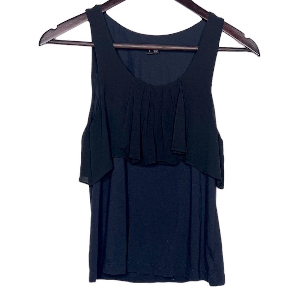 Theory Silk Overlay Tank Top in Black